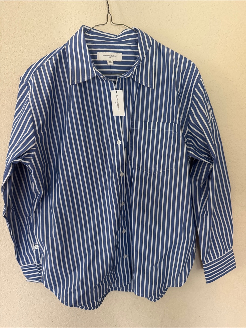Banana Republic Blue & White Striped Button-Down Shirt